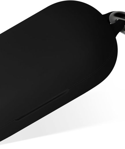 Silicone Case for Open Earbuds, Soft Flexible Scratch Resistant Protective Cover with Carabiner (Black)