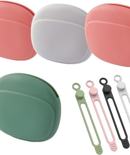 Silicone Headphone Organizer, 4-Port Data Cable Storage Case, Portable Earbud Case, Mini Storage Bag