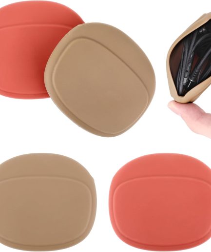 4 PCS Silicone Wired Earphones Case, Portable Silicone Wired Earbud Case, Small Headphone Pouch for Storing Earbuds, USB Flash Drive(Red, Brown)