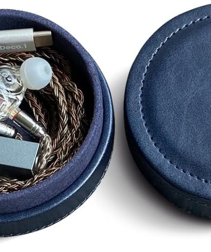 Lightweight and portable PU leather storage box suitable for wired earplugs and in ear headphone storage protective cover (blue)